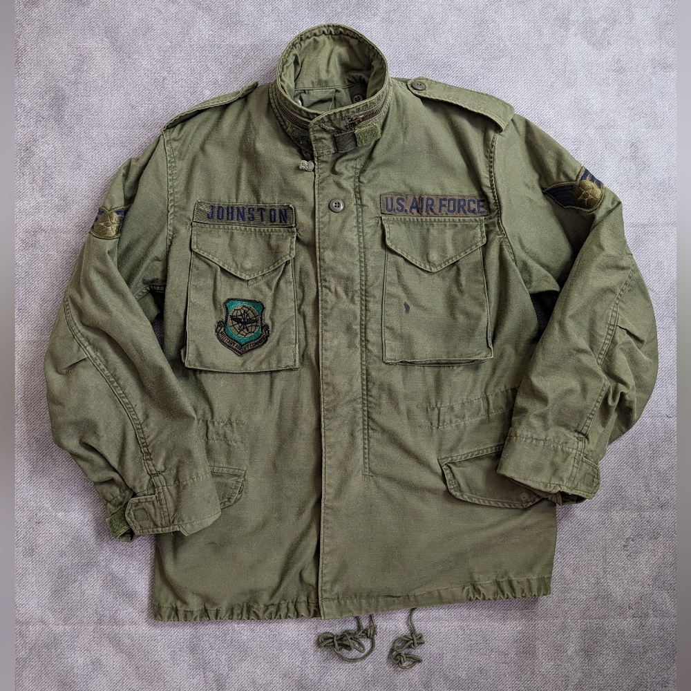 Men's Vintage 80's US Army M65 Utility Jacket in Olive Green, Size S